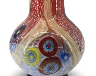 Italian Studio Art Glass Heavy Swirl Crackled Vase