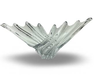 Mid-Century Modern Flared Wing Crystal Centerpiece