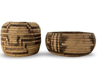 (2pc) Ovoid Curved Rim Papago Baskets