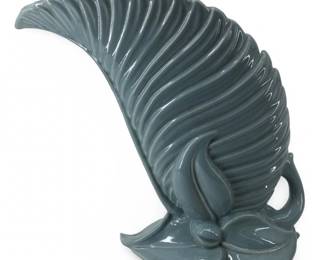 Royal Haeger By Royal Hickman Satin Blue Leaf Vase