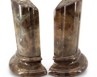 Pair Hand Carved Italy Genuine Alabaster Bookends