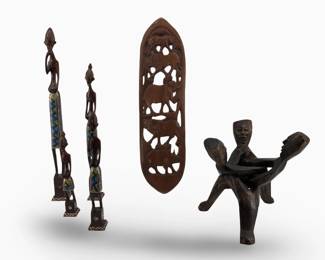 (6pc) Hand Carved & Painted Wood African Statues