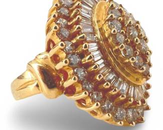 14K Gold/ Diamond Double Halo Cocktail Ring