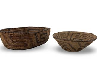 (2) Geometric Design Pima Oval Baskets
