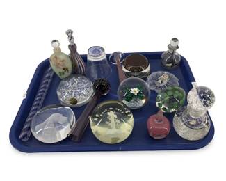 (16) Assorted Glass Paperweights & Snuff Bottles