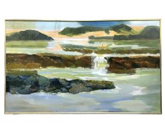 Signed Fran Malovos Landscape Acrylic on Canvas