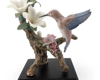 Beautiful Lladro Hummingbird Porcelain Figurine