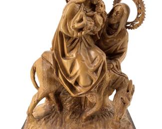 Breathtaking Hand Carved Wood Holy Family Statue