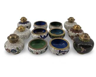 (12pc) Vintage Cloisonné Salt & Pepper Shakers