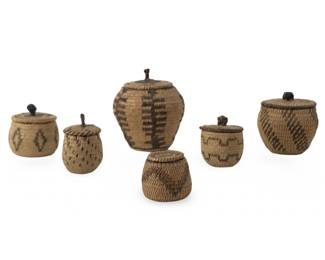 (6pc) Intricately Woven Mini Pima Covered Baskets