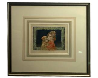 Signed Edna Hibel “Martha & Iris" Lithograph