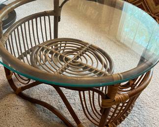 Bamboo Glass Top Coffee Table 