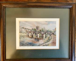 Old Hereford, Wye Bridge and Cathedral by Barbara Graham