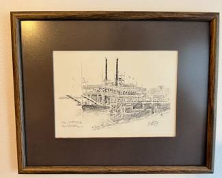 The Natchez, New Orleans Pencil Drawing Matted Print By Brent McCarthy
