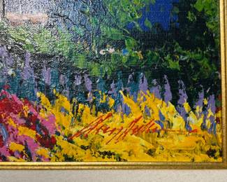 Hand embellished serigraph on canvas "Via Fiore" by Kerry Hallam (with COA)