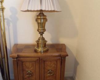 2 nightstands and Beautiful Brass Lamps