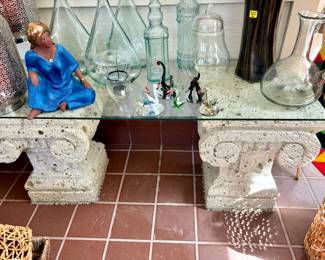 Concrete pedestals/glass top