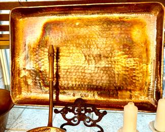 Copper tray and ladle