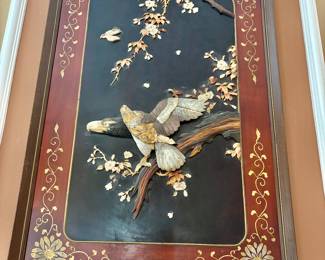 Incredible ivory and stone wood panel