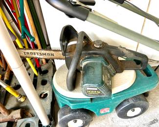 Electric chainsaw, Garden, Rolling Bench