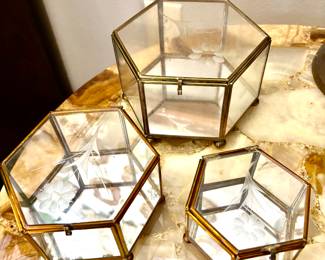 Brass and glass boxes