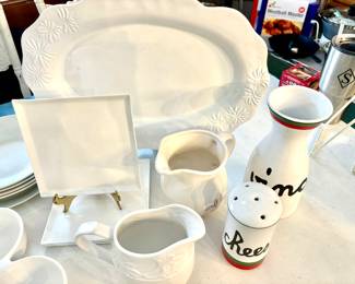 Assorted white serving pieces