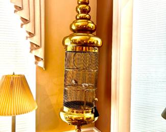 Large hanging brass bird cage