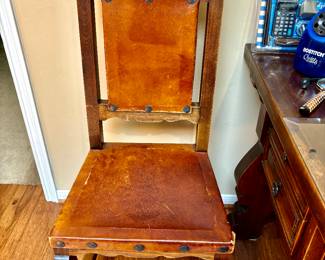 Spanish style wood/leather chair