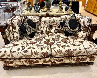 Unique wood and fabric sofa