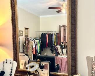 Large brown frame mirror