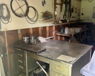 LARGE VINTAGE STEEL PARTNERS DESK