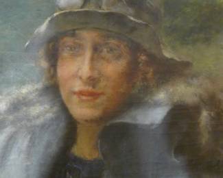 ONE OF THE MOST CAPTIVATING PAINTINGS YOU WILL EVER SEE. IN THE REALISM IMPRESSIONIST STYLE. ORIGINAL CANVAS HASNT BEEN CLEANED IN YEARS. PARTIAL FRENCH LABEL. CANVAS DATED 1917