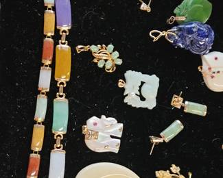 Assorted Gold and Jade jewelry 