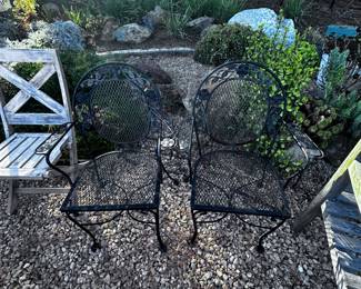 outdoor chairs pretty and sturdy - vintage wrought iron