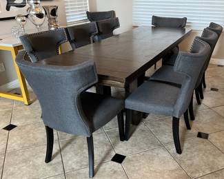 Ashley Dining Table, 11 Modway Dining Chairs w Nailhead Accent , Table/Buffet, Art and Decor
