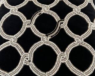 Black Velvet Beaded Large Decorative Pillow pr