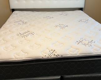 King White Padded/Tufted Headboard, Bed Frame, Mattress/BS