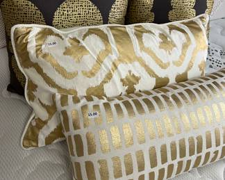 Painted Gold and Ivory Pillows, Gold and Black Pillows pr