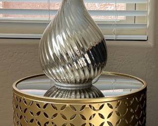 Gold Drum Table w Mirrored Top (Set/2), Table Lamp