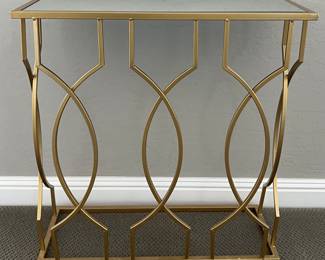 Console Table Faux Marble and Gold Base