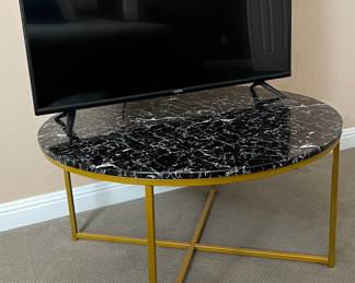 Round Gold and Black Faux Marble Coffee Table x 2, VIZIO 39" TV