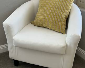 White Barrel Chairs, Decorative Pillows