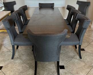 Ashley Dining Table, 11 Modway Dining Chairs w Nailhead Accent