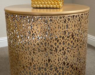 Gold Mesh Drum Table Set/2