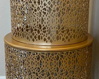 Gold Mesh Drum Table Set/2