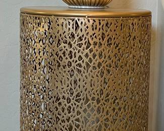 Gold Mesh Drum Table Set/2