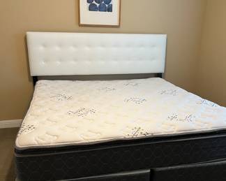 King White Padded/Tufted Headboard, Bed Frame, Mattress/BS, Art