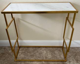 Faux Marble and Gold Nesting Console Table Set/2