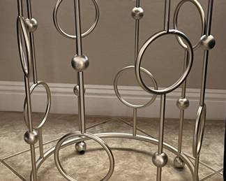 Silver Drum Table w Mirrored Top