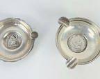 Fine 900 Silver 1921 Republic Of Columbia Coin & Sterling Silver Peru Small Ash Trays - 66 Grams
